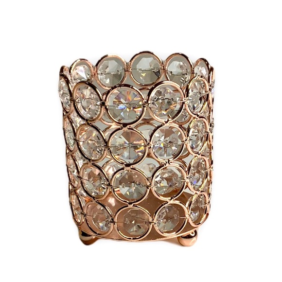 Blush/Rose Gold Tealight Crystal CandleHolder - Picture 1 of 8